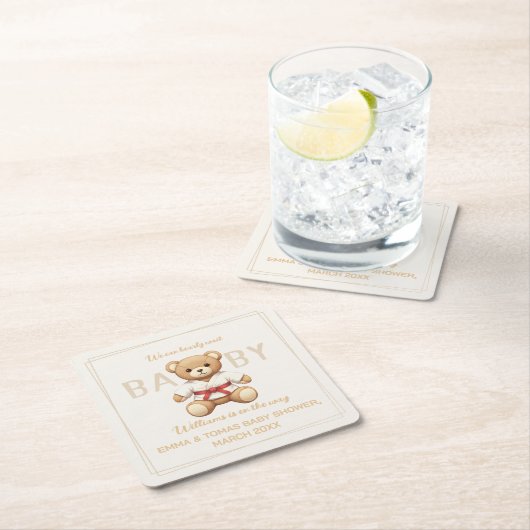 Legendary Red Belt Judo Bear – Baby Shower Rechteckiger Pappuntersetzer (Vor Ort)