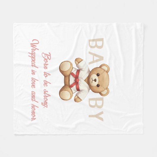 Legendary Red Belt Judo Bear Fleecedecke (Vorderseite (Horizontal))