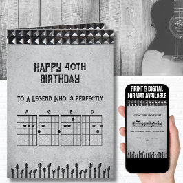 Legendary Rockstar 40th Guitarist Birthday Card Karte
