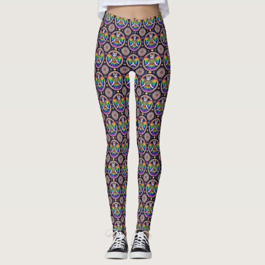 Legende Angel Cat Rainbow Pride Pattern Leggings (Vorderseite)