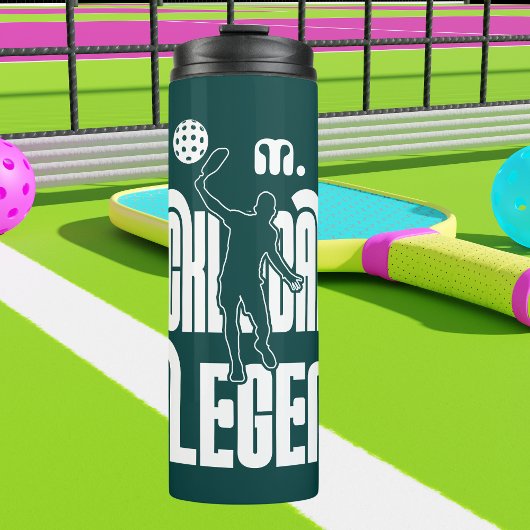 Legende für grüne Monogramm-Pickleball Thermosbecher