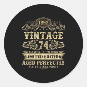 Legende seit 1952 Vintage 74. Geburtstag für ihn Runder Aufkleber
