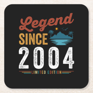 Legende seit 2004 Geburtstag Retro Vintage Rechteckiger Pappuntersetzer