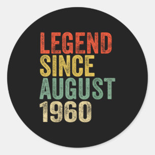 Legende seit August 1960 65. Geburtstagsvibes 65 J Runder Aufkleber