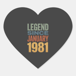 Legende seit Januar 1981 Retro-Geburtstag Klassike Herz-Aufkleber