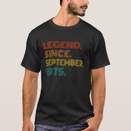 Legende Seit September 1975 Männer Frauen Geburtst T-Shirt (Vorderseite)