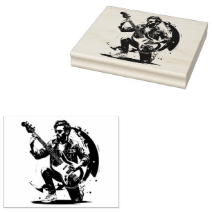 Legende Symbol des Rock and Roll Bassgitarristen Gummistempel