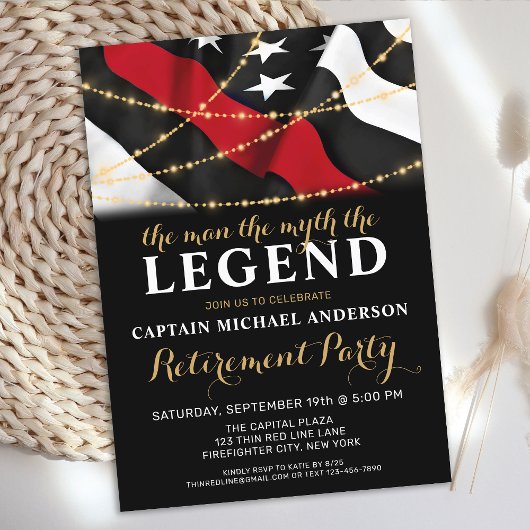 Legende Thin Red Line Feuerwehrruhestand Einladung
