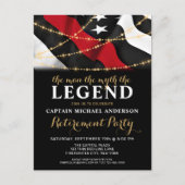 Legende Thin Red Line Feuerwehrruhestand Einladungspostkarte (Vorderseite)