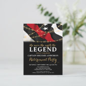Legende Thin Red Line Feuerwehrruhestand Einladungspostkarte (Stehend Vorderseite)