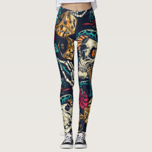 Legende Vintage Schädeltattoo Leggings