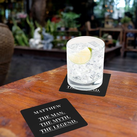 Legende zum Schwarz-weißen Mann Rechteckiger Pappuntersetzer