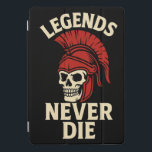 Legenden nie Die iPad Pro Cover<br><div class="desc">Spartanische Skulpturen mit der Botschaft "Legenden nie Die", die ewige Kraft und Tapferkeit symbolisieren.</div>