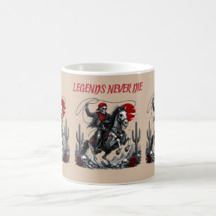 LEGENDEN STERBEN NIE – Skelett-Cowboy auf Pferd Kaffeetasse