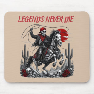 LEGENDEN STERBEN NIE – Skelett-Cowboy auf Pferd  Mousepad
