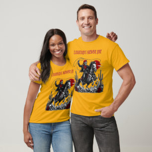 LEGENDEN STERBEN NIE – Skelett-Cowboy auf Pferd T-Shirt
