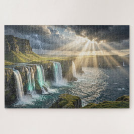 Legendeninsel-Küstenwasserfall-Jigsaw-Puzzle Puzzle