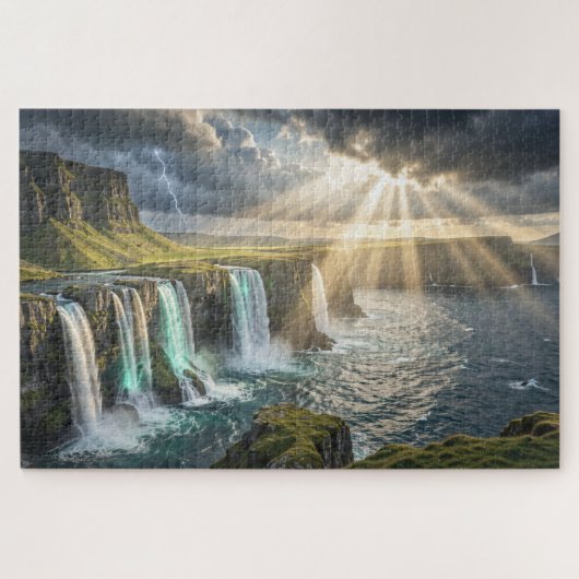 Legendeninsel-Küstenwasserfall-Jigsaw-Puzzle Puzzle (Horizontal)