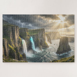 Legendeninsel-Küstenwasserfall-Jigsaw-Puzzle Puzzle