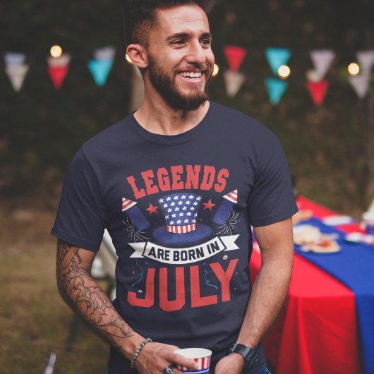Legends are Born in 4th July - Fun 4th July T-Shirt