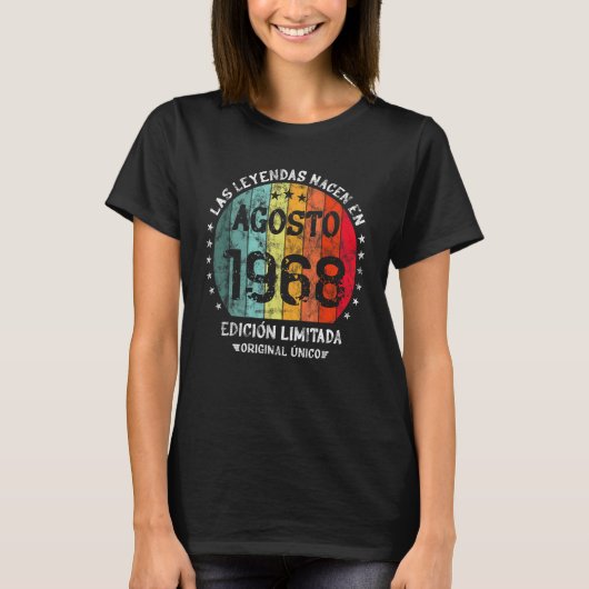 Legends Are Born In August 1968 Retro T-Shirt (Vorderseite)