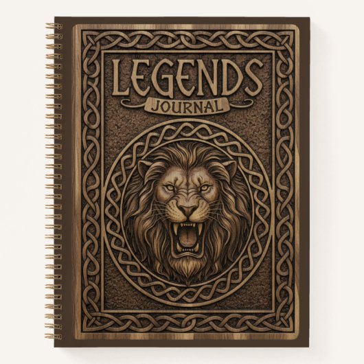 Legends Journal Lion King Wood Carved Journal Notizblock (Vorderseite)