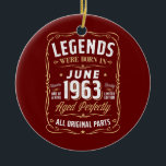Legends Juni 1963 Geschenk 59 Jahre alt 59. Geburt Keramik Ornament<br><div class="desc">Legends Juni 1963 Geschenk 59 Jahre alt 59. Geburtstag Geschenke Geschenk. Perfektes Geschenk für Ihren Vater,  Mama,  Papa,  Männer,  Frauen,  Freunde und Familienmitglieder am Erntedank Tag,  Weihnachten,  Muttertag,  Vatertag,  4. Juli,  1776 Unabhängiger Tag,  Veteranen Tag,  Halloween,  Patrick's Day</div>