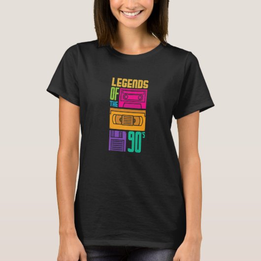 Legends of 90s Cassette Tape Boom Box Diskette T-Shirt (Vorderseite)
