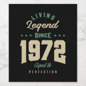 Legends seit 1972 Geburtstagsgeschenk Weinetikett (Einzelnes Label)