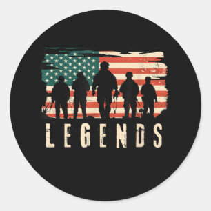 Legends Veteran - Patriotic American Flag USA 4. Runder Aufkleber