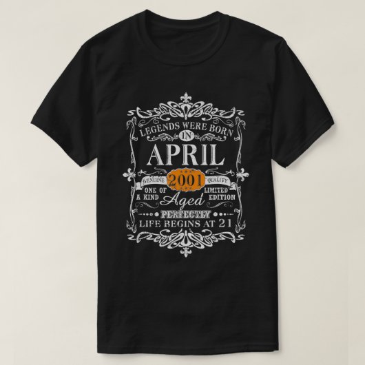 Legends Were Born In April 2001 21th Birthday Gift T-Shirt (Design vorne)
