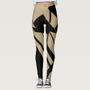 Leggin für mittelgroßes Tan, schwarz geometrisch Leggings