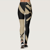 Leggin für mittelgroßes Tan, schwarz geometrische  Leggings (Rückseite)