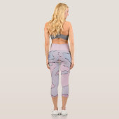 Legging Hoch Taille Abstrakt Violett und Rosa (Rückseite)