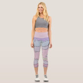 Legging Hoch Taille Abstrakt Violett und Rosa (Vorderseite)