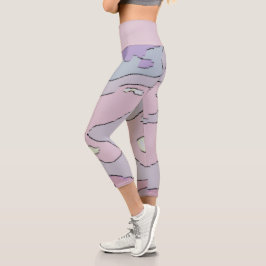 Legging Hochtailliert Abstrakte Violette und Rosa