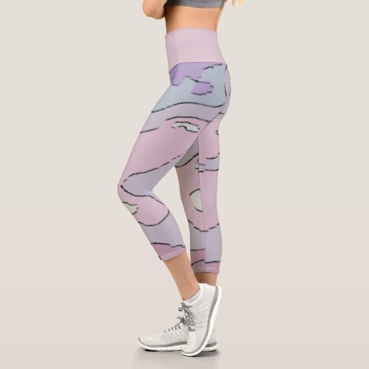 Legging Hochtailliert Abstrakte Violette und Rosa (Links)