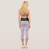 Legging Hochtailliert Schwarz Abstrakt Lila und Ro (Rückseite)