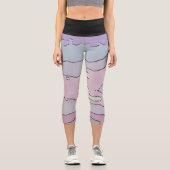 Legging Hochtailliert Schwarz Abstrakt Lila und Ro (Vorderseite)