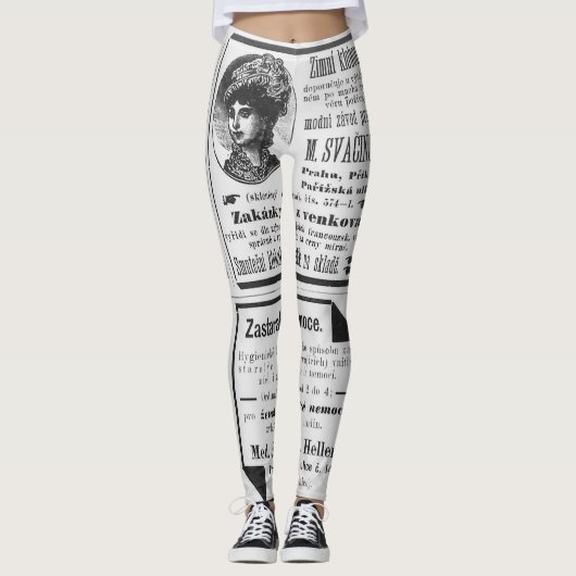 legging Neunzigerjahre Zeitungsentwurf Leggings (Vorderseite)