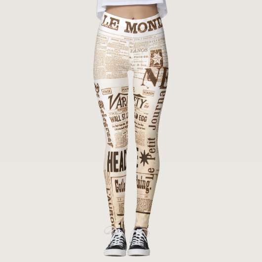 legging Neunzigerjahre Zeitungsentwurf Leggings (Vorderseite)
