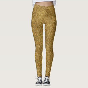 Leggings Abstract Gold und Ocker Konzentrische Rin