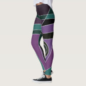 Leggings Abstrakt Surfen Aquamarin Lila (Links)
