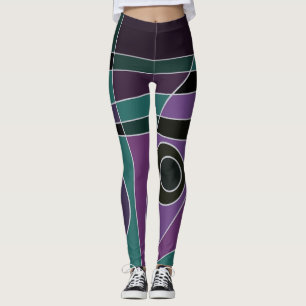 Leggings Abstrakt Surfen Aquamarin Lila