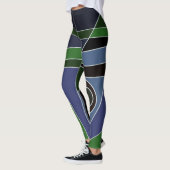 Leggings Abstrakt Surfen in grünem Blau (Links)