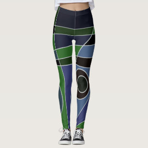 Leggings Abstrakt Surfen in grünem Blau