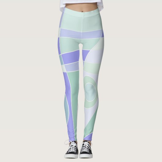 Leggings Abstrakt Surfen Pastel Lila grün (Vorderseite)