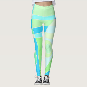 Leggings Abstrakt Surfen Pastellblau Grün
