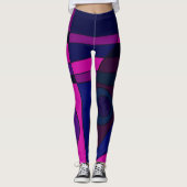 Leggings Abstrakt Surfen Tief Rosa Blau (Vorderseite)