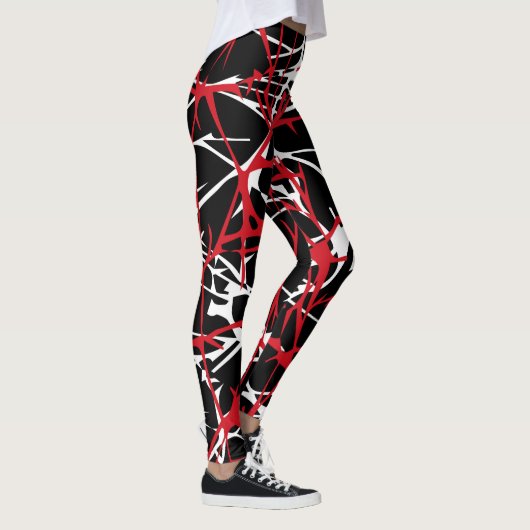 Leggings, abstraktes Design, schwarz, weiß, rot Leggings (Rechts)